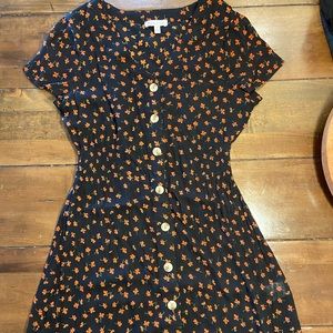 Patrons of Peace - Woman’s XS skater dress #bc 19089 black with red flowers